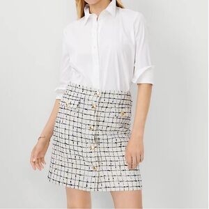 Ann Taylor Tweed Button A-line Skirt 8 Size